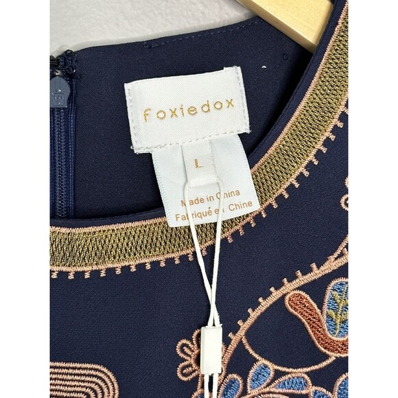 Foxiedox sz Large Navy Blue Short Sleeved Hadiya Mini Dress NEW women’s - Picture 6 of 10